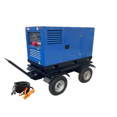 Ruedas del carrito de 400 Amperes Arc Mig máquina de soldadura de corriente continua 20kva AC generador de generación diesel soldador 500a