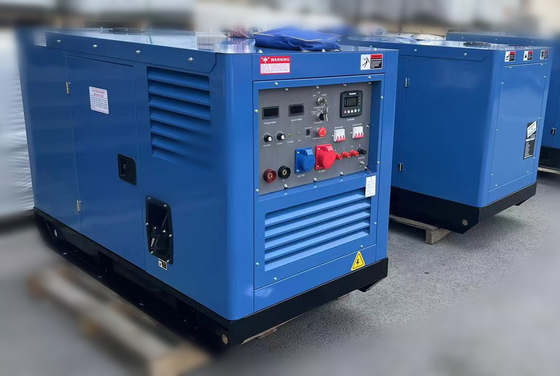 Ruedas del carrito de 400 Amperes Arc Mig máquina de soldadura de corriente continua 20kva AC generador de generación diesel soldador 500a